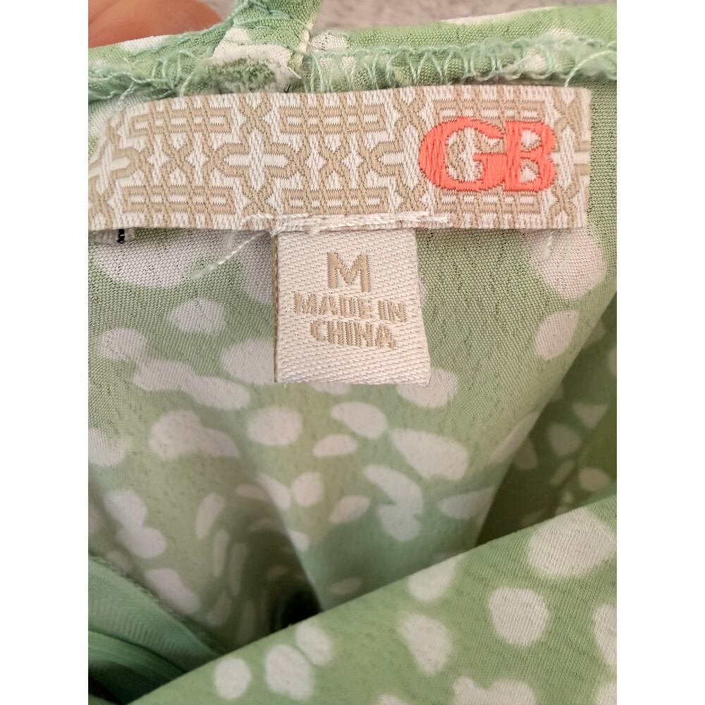 GB Light Green Mini Dress Size Medium Spotted Print Adjustable Straps - Picture 5 of 7